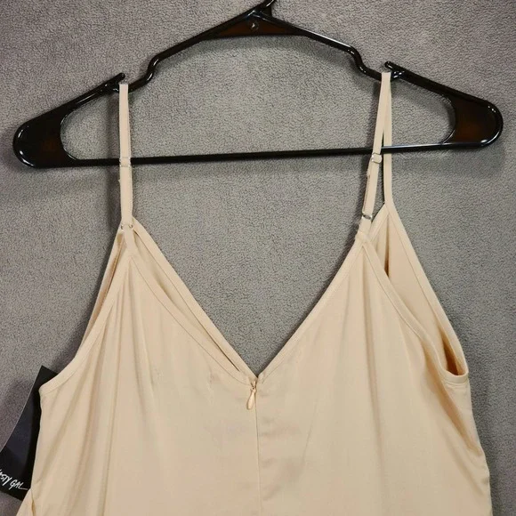 Nasty Gal Slip Dress 8 Wrap Drape Midi Spaghetti Front Knot‎ Oyster Cream NEW - Picture 11 of 12
